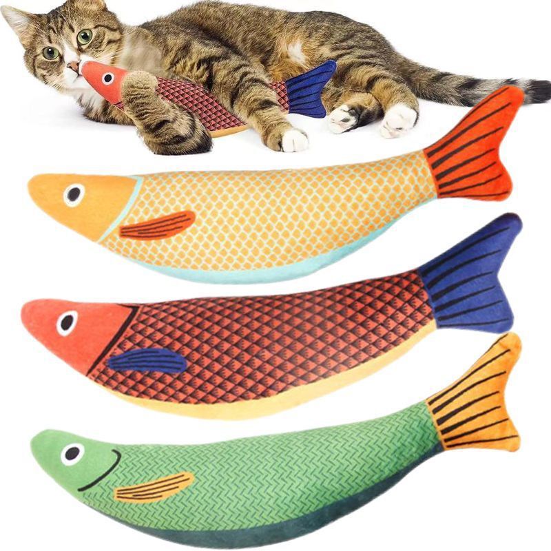 猫咪毛绒鱼玩具自嗨解闷鱼幼猫磨牙耐咬耐用宠物猫鱼形仿真鱼玩具|undefined