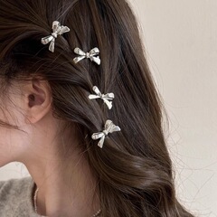 甘くてクールなリボンメタル小さなヘアピン女性のサイドイヤークリップ額シームレス前髪ヘアピンヘアピンヘアアクセサリー