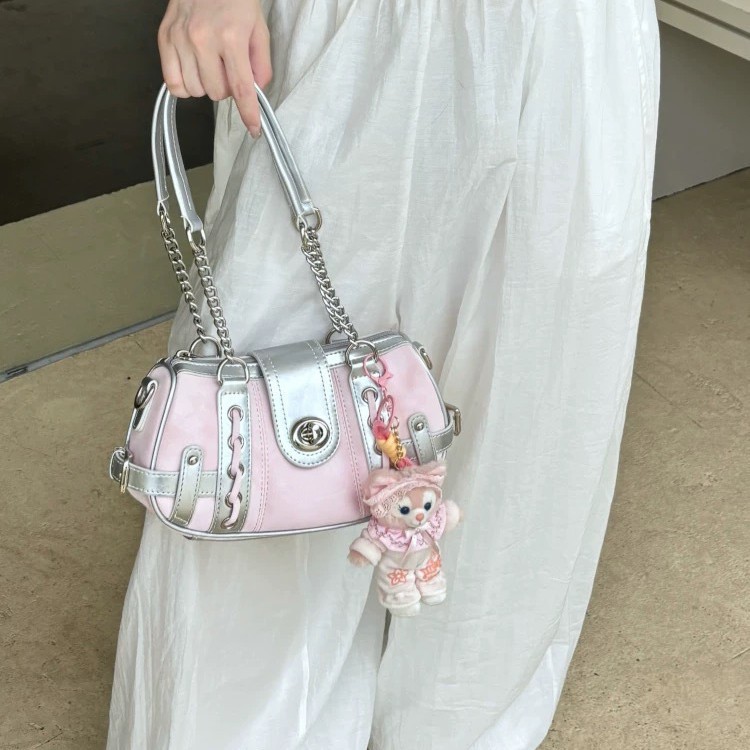 Pink Women's Shoulder Underarm Bag, Summer Niche Millennium Hot Girl Patchwork Chain Handbag, Crossbody Bag_voghion.com
