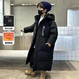 儿童羽绒服男童中长款2025新款冬季过膝长款男中大童加厚保暖外套