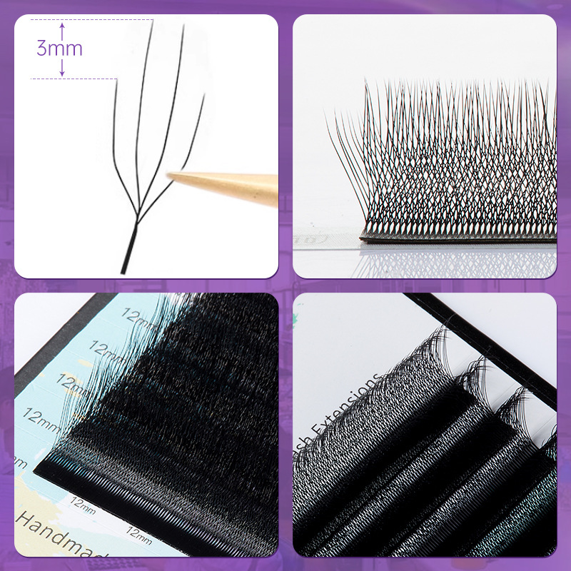 Fábrica de belleza de pestañas tiendas de pestañas falsas densas 0.07 mezcladas flores 4D suave rollo de pestañas de injerto de tetrafolia crudo