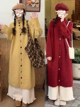 韩系中长款高领针织连衣裙子女秋冬淑女新款宽松慵懒风感毛衣长裙