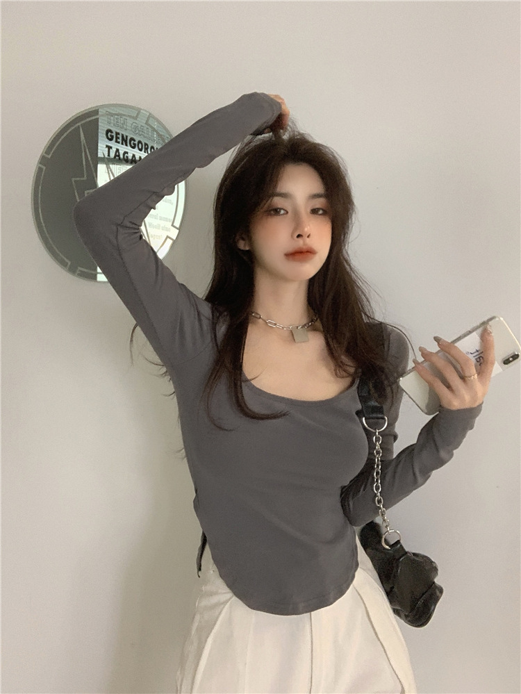 U Neck Neckline Wholesale Women's Simple Style Solid Color Long Sleeve T-Shirts