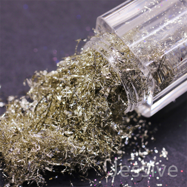 Nail Art Decorations Japanese and Korean Popular Gold and Silver Foil Silk Ultra-fine Lightweight diy Acrylic Bottled Nail Art Nail Decoration