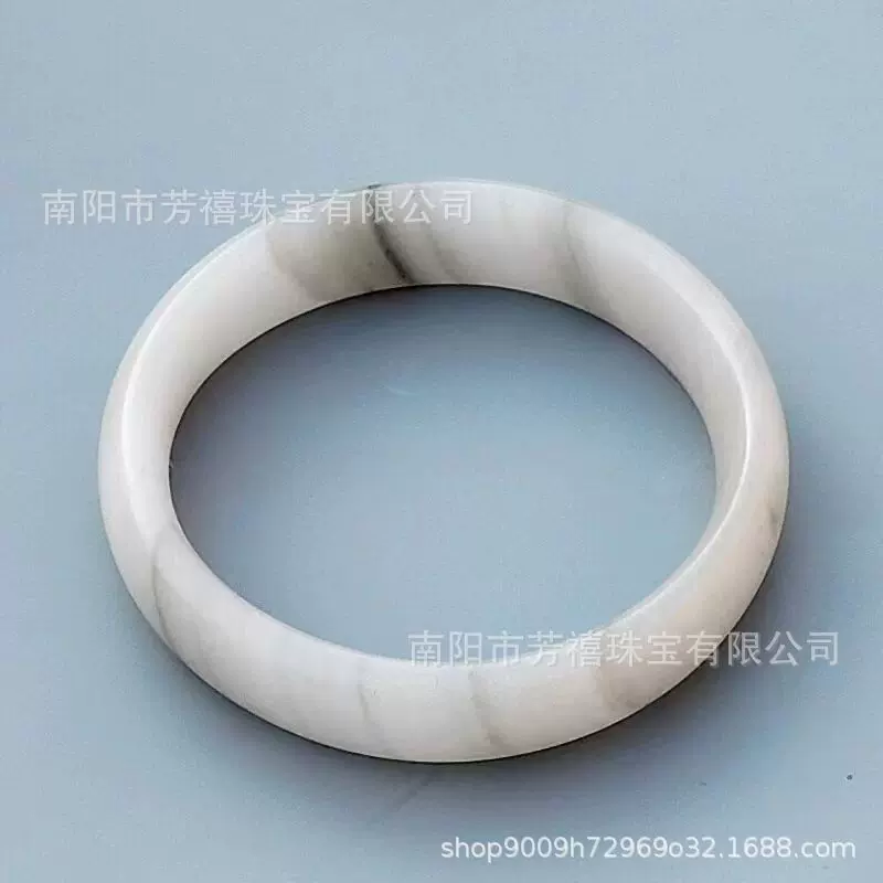 天然新疆天山翠手镯冰翠玉镯女款雪翠金丝玉圆条镯子非翡翠