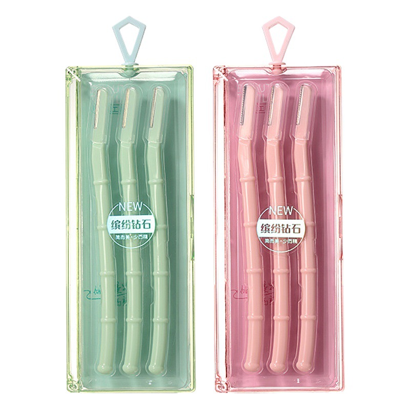 Ueno Ramila bamboo section eyebrow trimmer three pieces with protective net stainless steel eyebrow scraper box SY345