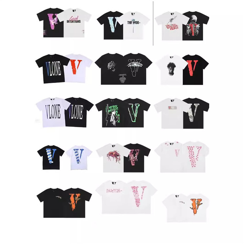 New VLONE FOG European and American Black and White Angel Printing Loose Trendy Brand All-match Short-sleeved T-shirt Men's and Women's Couple Pack New VLONE FOG European and American Black and White Angel Printing Loose Trendy Brand All-match Short-sleeved T-shirt Men's and Women's Couple Pack