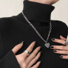 Universal small design necklace, chain for key bag  stainless steel, sweater, accessory, European style, trend of season