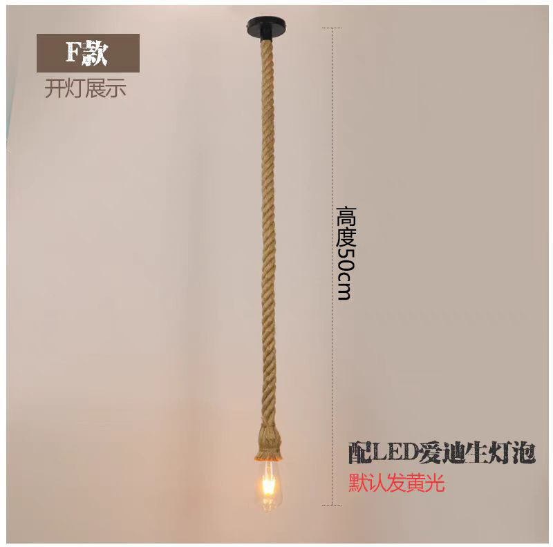 Lámpara de cuerda de cáñamo bar de cabeza única tienda de ropa de té de leche cafetería restaurante estilo industrial retro lámparas creativas