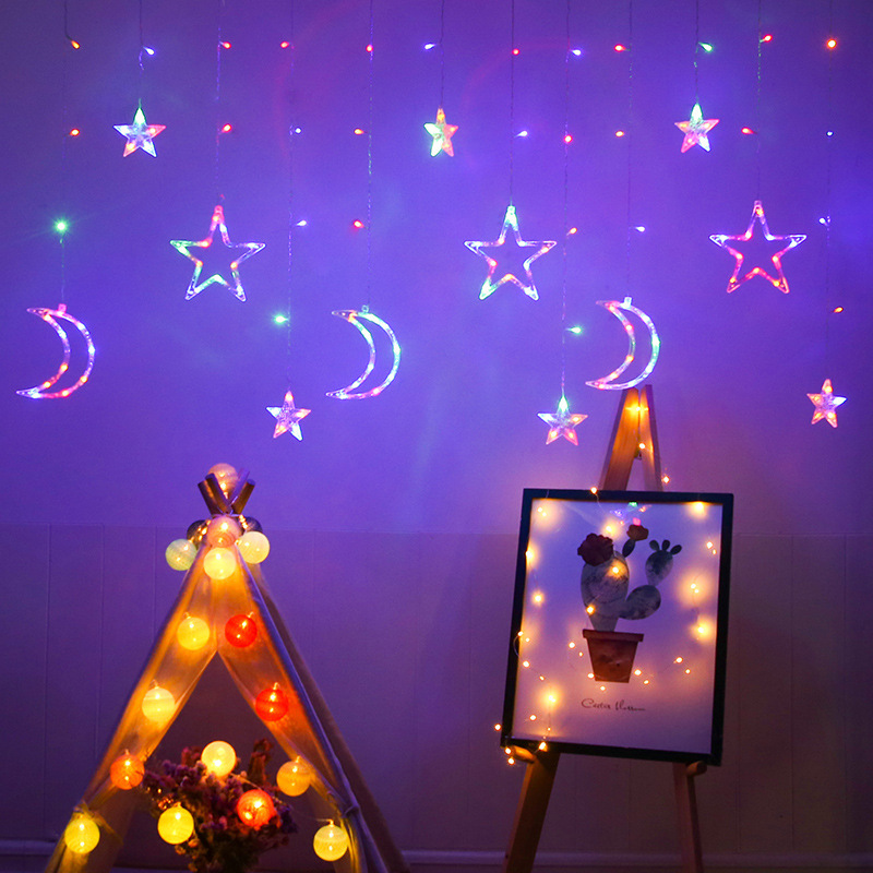 Cruz-frontera LED cielo estrella Navidad decoración cortina lámpara al aire libre decoración estrella luz boda habitación diseño