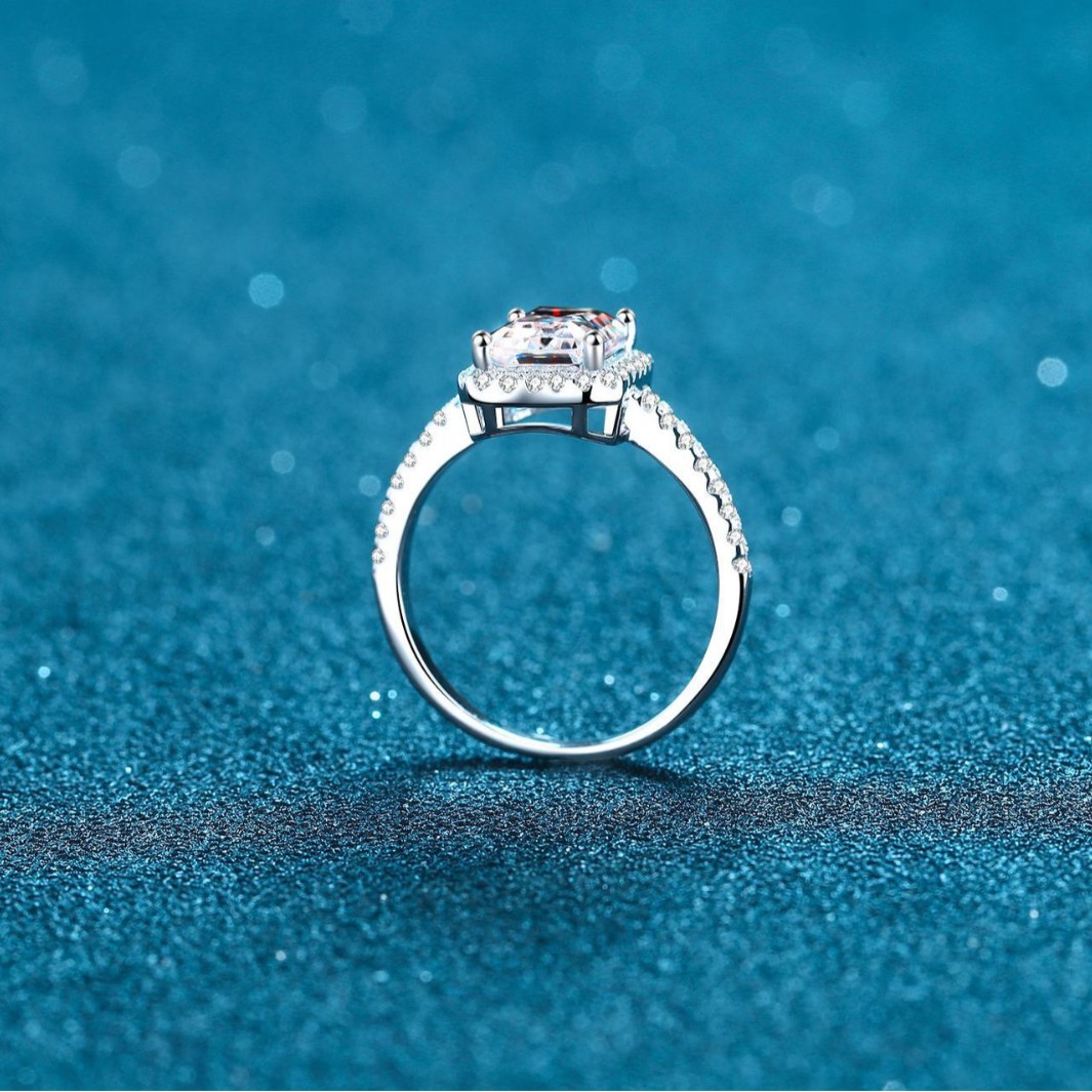 Anillo de plata esterlina de azúcar 1 quilates 2 quilates de cuatro patas anillo de piedra de moissanita image 3