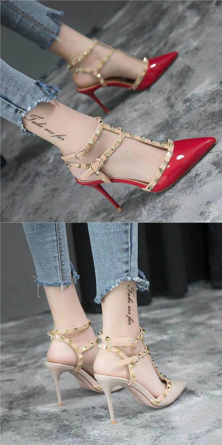 Pantofi Cannon, tocuri înalte de pat, tocuri înalte sexy, sandale stiletto pentru femei mărimi mari, cu baretă cu vârful ascuțit, pantofi de club care nu obosesc picioarele_voghion.com