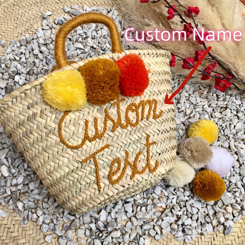 ETSY パーソナライズされた名前ストローバッグ、パーソナライズされた名前ビーチバケーションビーチバッグ夏のファッションハンドバッグ|undefined