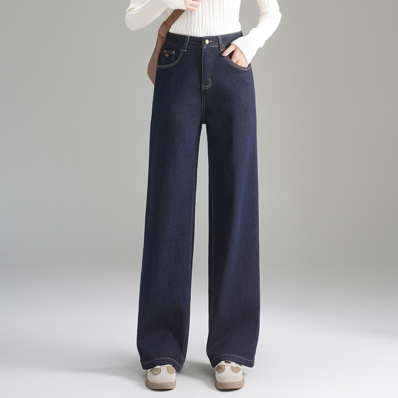 High-End Big-Name Narrow Jeans, Casual Straight Pants, Autumn and Winter High-Waisted Slimming Goddess Tencel Jeans