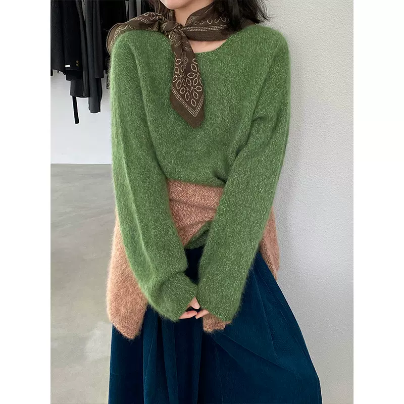 江左 黑标奢柔云朵 95羊毛5羊绒慵懒针织衫加厚毛衣上衣女冬U1373