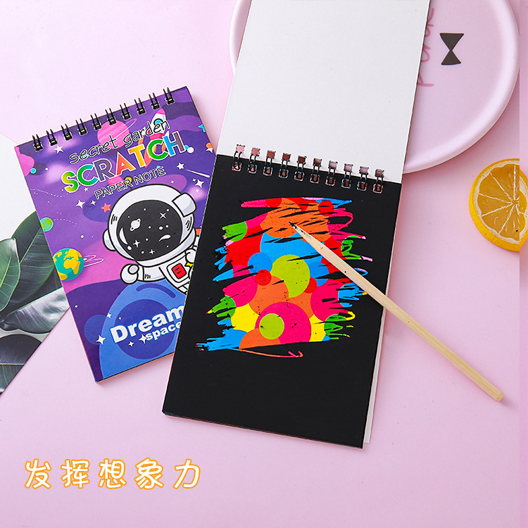 Libro de raspado de bricolaje para niños, pintura de raspado de graffiti de colores creativos, papel de raspado de arte de jardín de infantes, regalo de premio para estudiantes