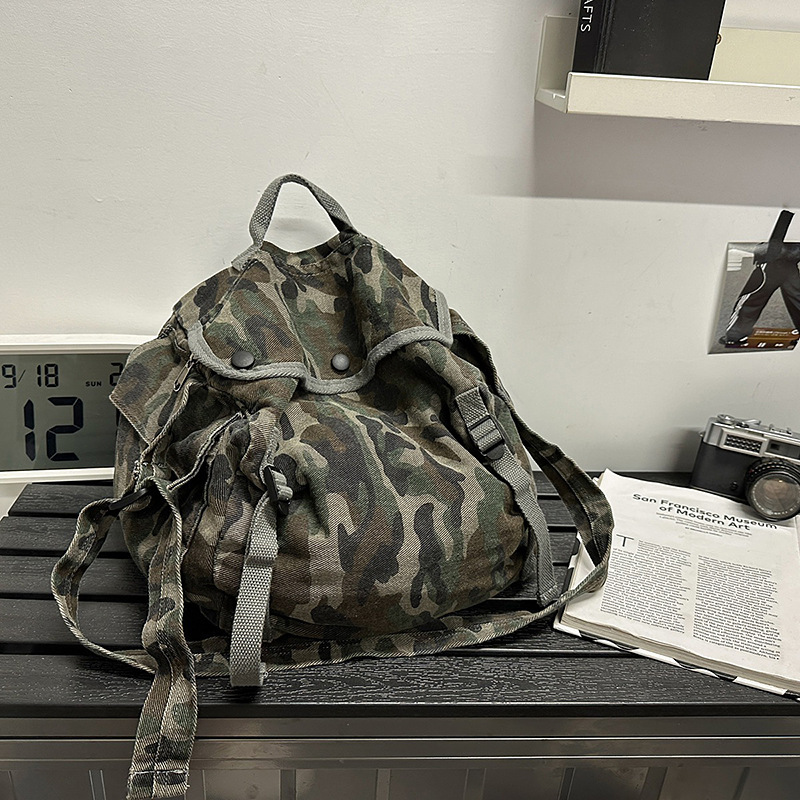 复古迷彩帆布包包女休闲斜挎包韩款大容量工装托特包女豹纹单肩包|undefined
