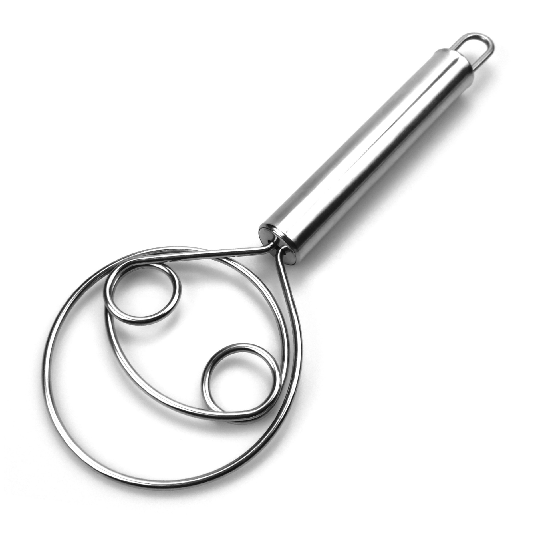 Double eye coil mixer stainless steel manufacturers spot baking tools egg beater manual dough flour mixer