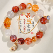 水晶多宝大颗粒手链红黄胶花黄塔晶女士原创手串饰品定制胶花水晶