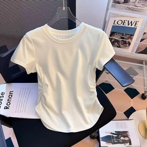 Direct Manufacturer Sales Women's Short-Sleeve T-Shirt Summer Design Sensory Fitted Slimming Uncommon Women's Fashion Hot Girl Round Neck Top