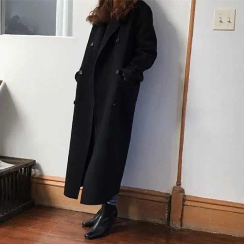 毛呢大衣韩国外套女赫本风高级感小个子2024秋冬新款法式黑色呢子