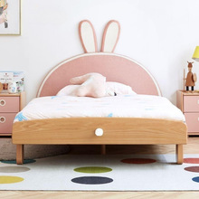 儿童床女孩公主床粉色兔子箱体床北欧现代软包卡通少女床宝宝卧室