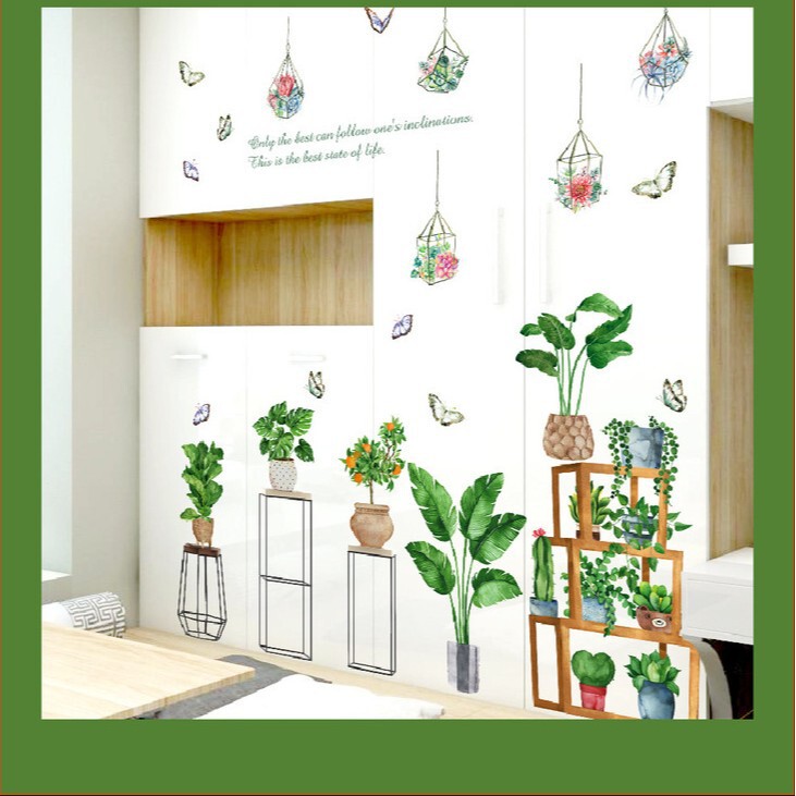 新型クロスボーダーHT北欧緑植盆栽タンスシール玄関装飾ステッカーメーカー卸売植物シール|undefined