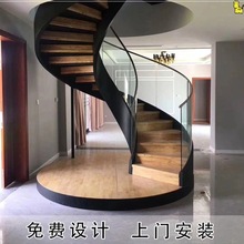 室内弧形旋转楼梯玻璃别墅酒店会所商用厂家大理石现代艺术欧