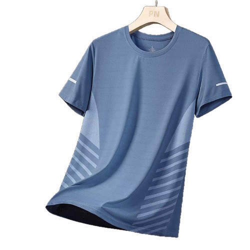 Men's Summer Thin Quick-Dry Mesh Short-Sleeve T-Shirt for Sports and Fitness, Casual Elastic Short-Sleeve Top