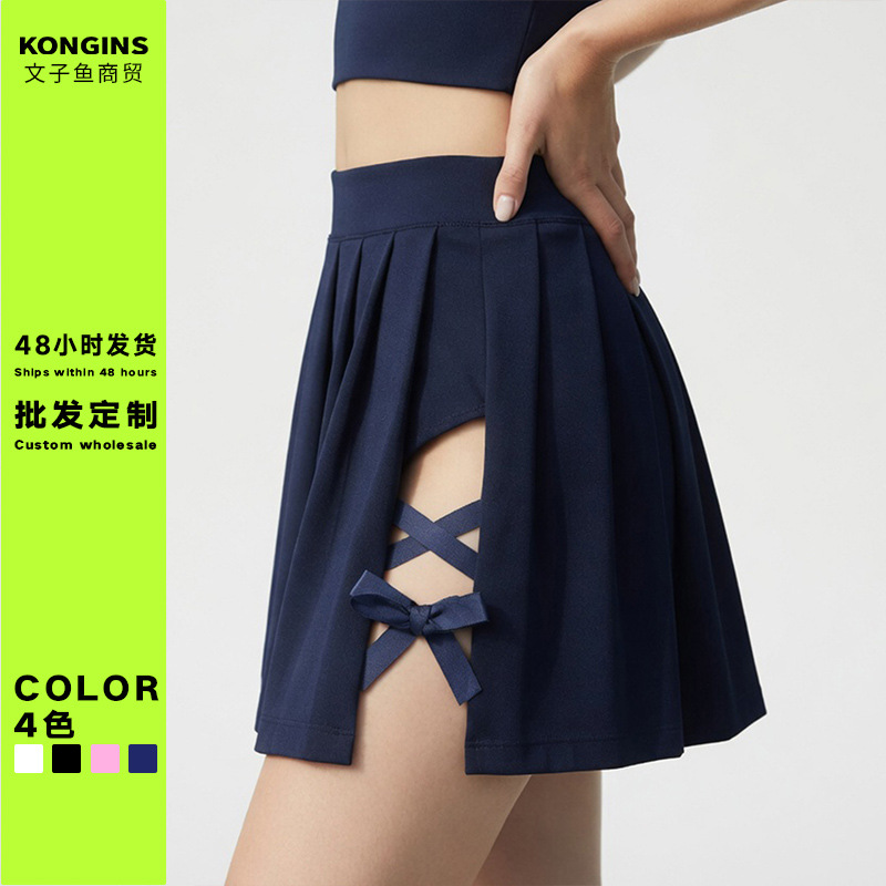 Wenziyu Dropshipping Aliexpress Cross-Border New Sexy Sports Skirt High-Waisted Cross-Pleated Skirt Tennis Skirt for Women