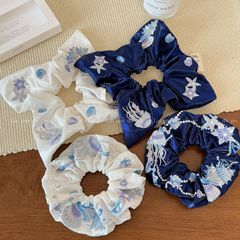 軽くて高級感のあるヘビーデューティー刺繍スクエアスカーフ、ヘアゴム、夏用ローポニーテールヘアロープ、特大スクエアヘッドバンドヘアロープ