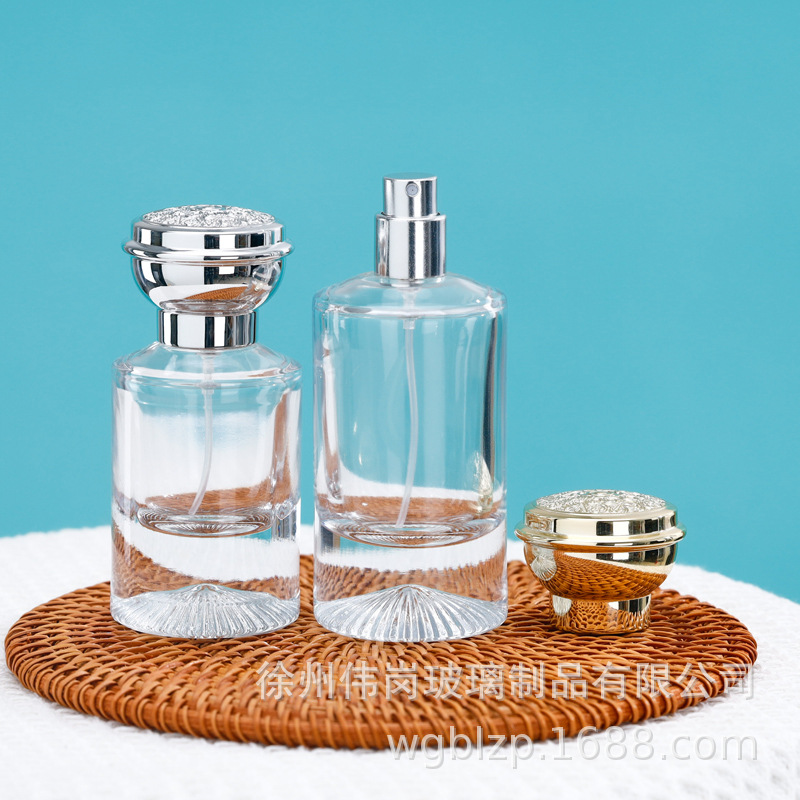 工厂现货30ML 50ML高端香水瓶玻璃分装瓶质感纹路瓶盖厚底15MM卡