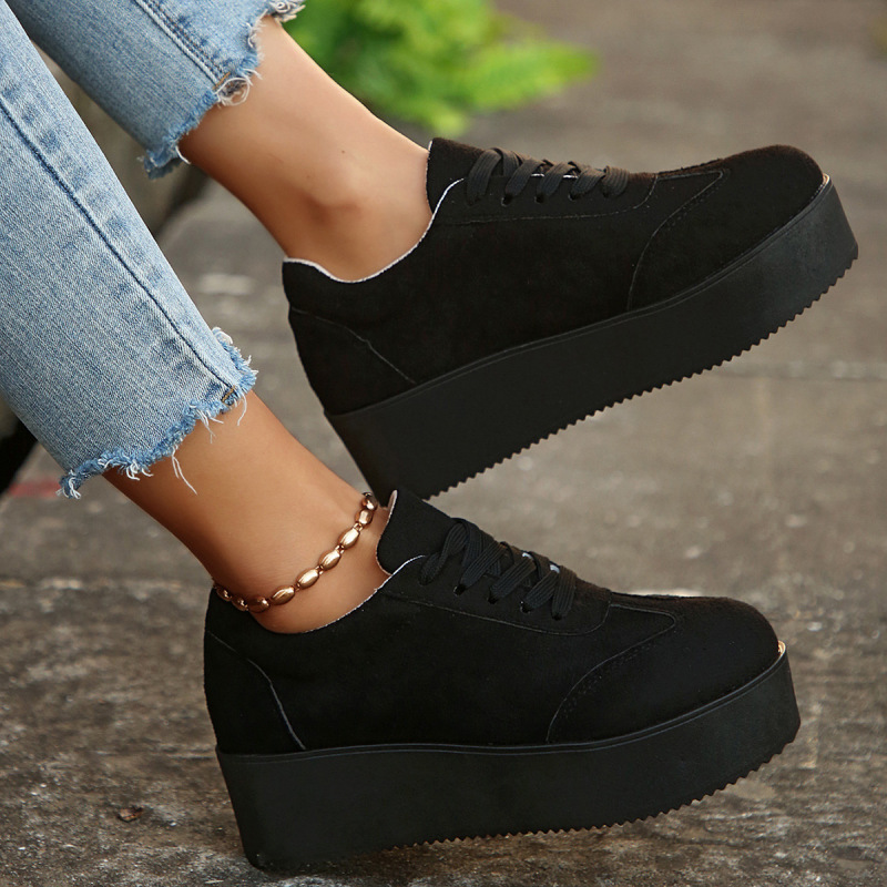 Cross-Border Export Large Size 2025 Spring & Fall New Retro Moral Training Thick-Soled Shoes Heightening Wedge Heels Versatile Casual Sports Shoes