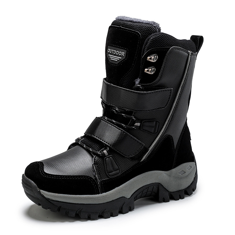 Zapatos de algodón deportivos casuales velcro botas de nieve de tubo medio largo calentamiento grueso zapatos de mujer