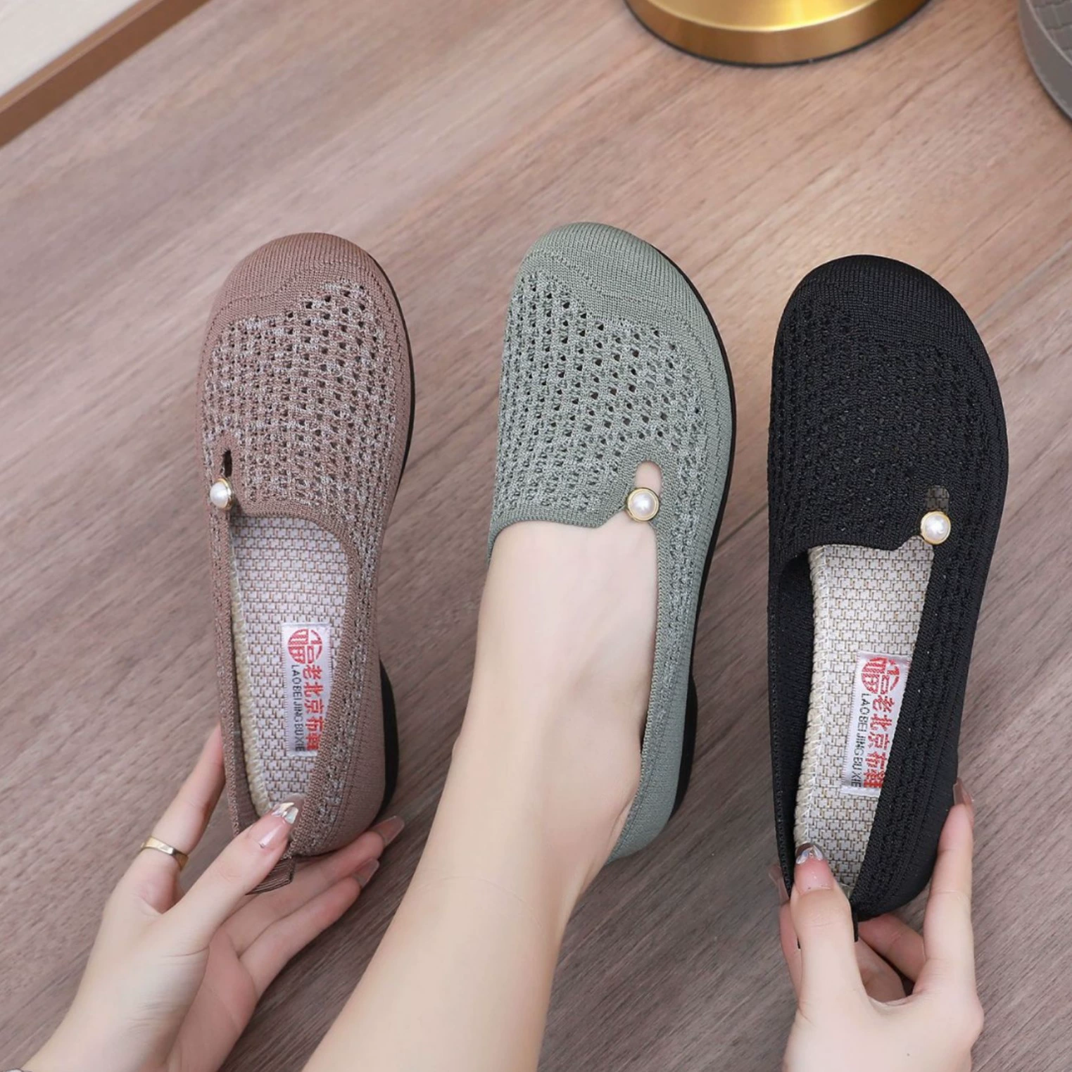 Летняя старая пекинская обувь из ткани женская полая дышащая