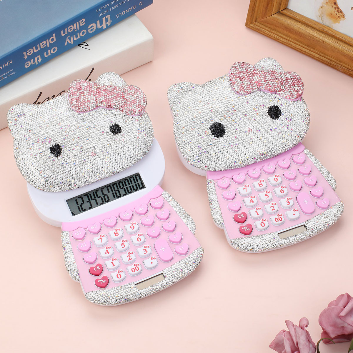 Pequeña Calculadora de gato KT portátil de alta apariencia chica Linda cubierta de empuje gato Oficina Financiera computadora de 12 bits