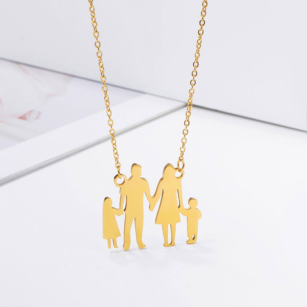 Retro Human Geometric Stainless Steel Pendant Necklace Plating Stainless Steel Necklaces