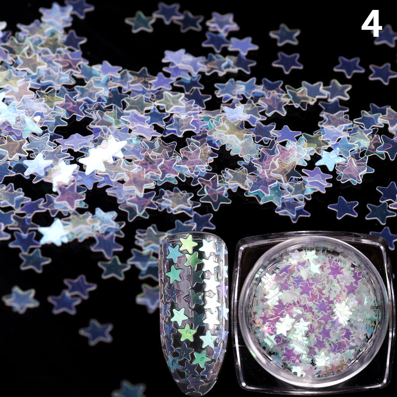 Joyería de uñas melocotón corazón redondo estrella de cinco puntas lentejuelas uñas de bricolaje textura láser brillo gradiente fototerapia de uñas