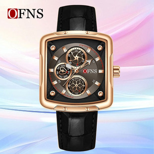 OFNS brand personality trendy and cool six-pin timepiece quartz watch three-dimensional nail scale day display waterproof men's watch