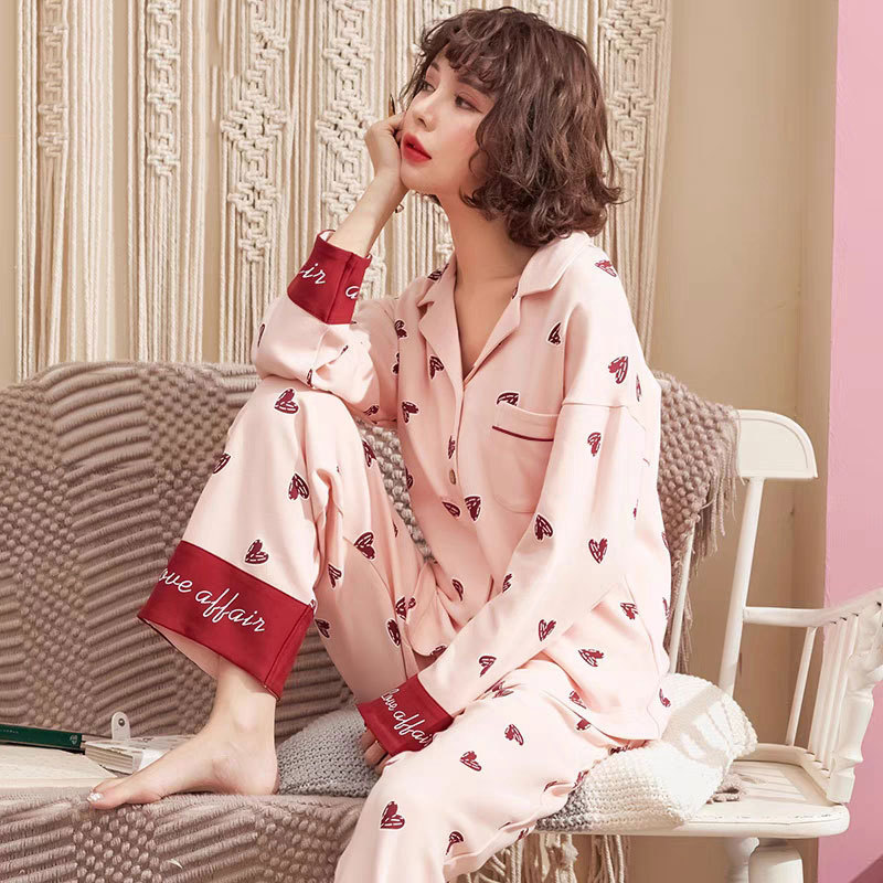 Pure Cotton Pajamas Women's Spring and Autumn Thin Comfortable Loose Cute Girl's Home Clothes Cardigan Long Sleeve Trousers suit Pure Cotton Pajamas Women's Spring and Autumn Thin Comfortable Loose Cute Girl's Home Clothes Cardigan Long Sleeve Trousers suit