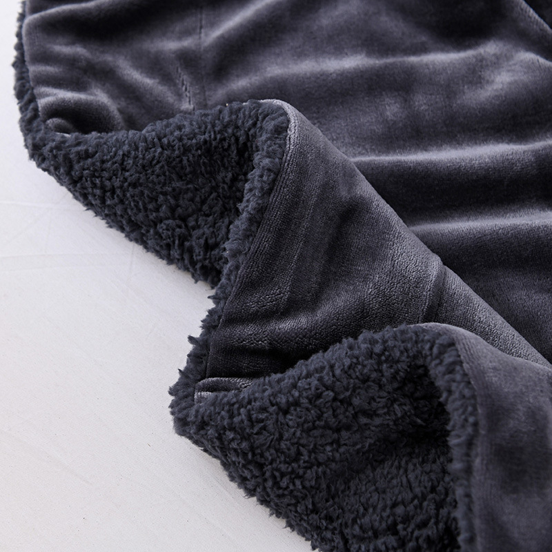 Lamb Fleece Blanket Double Layer Soft Thickened Solid Color Warm Blanket_voghion.com