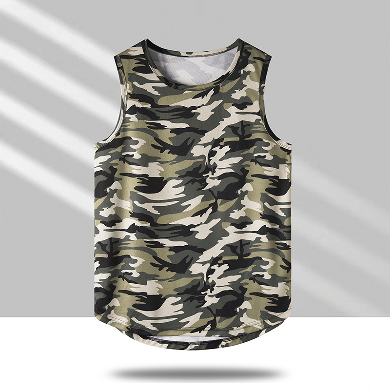 Europa de tamaño transfronterizo de verano chaleco de secado rápido hombre camiseta de base de hombro amplio hombre camiseta suelta sin mangas camiseta deportiva de moda image 7