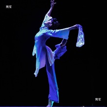 桃李杯古典人间四月舞蹈演出服装女舞民族民间服装成人蓝色其他