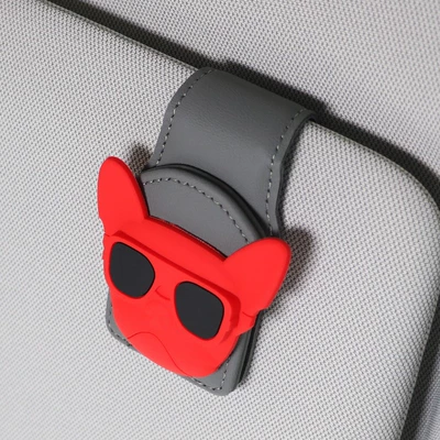 Car Glasses Clip/Bill Clip | Handy Gadget Multifunctional Creative - red-sunglasses-dog-gray-u-shaped-glasses-clip