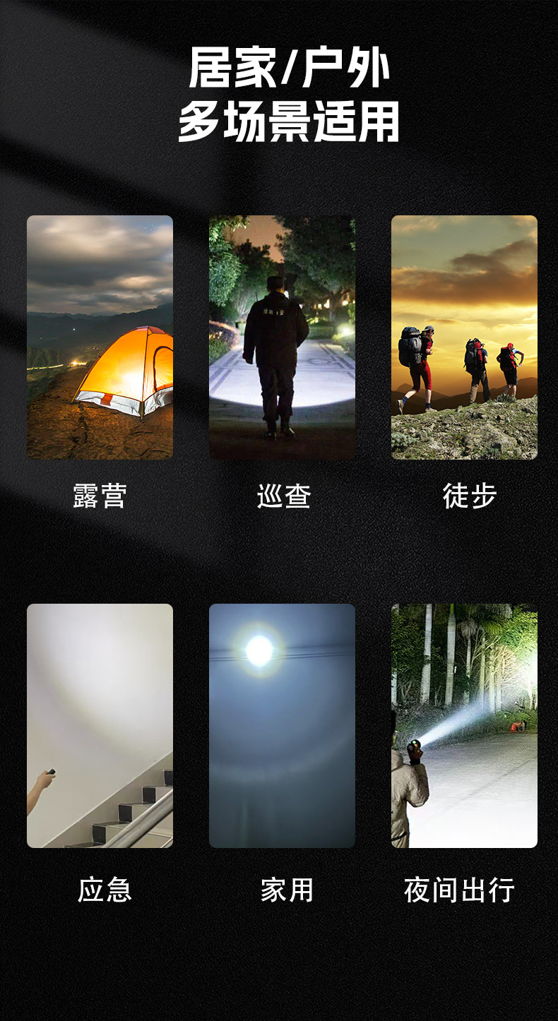 Handheld Flashlight, Strong Light, Long Battery Life, Rechargeable, Ultra-Bright, Long-Range, Outdoor, Household, Small, Portable, Wholesale