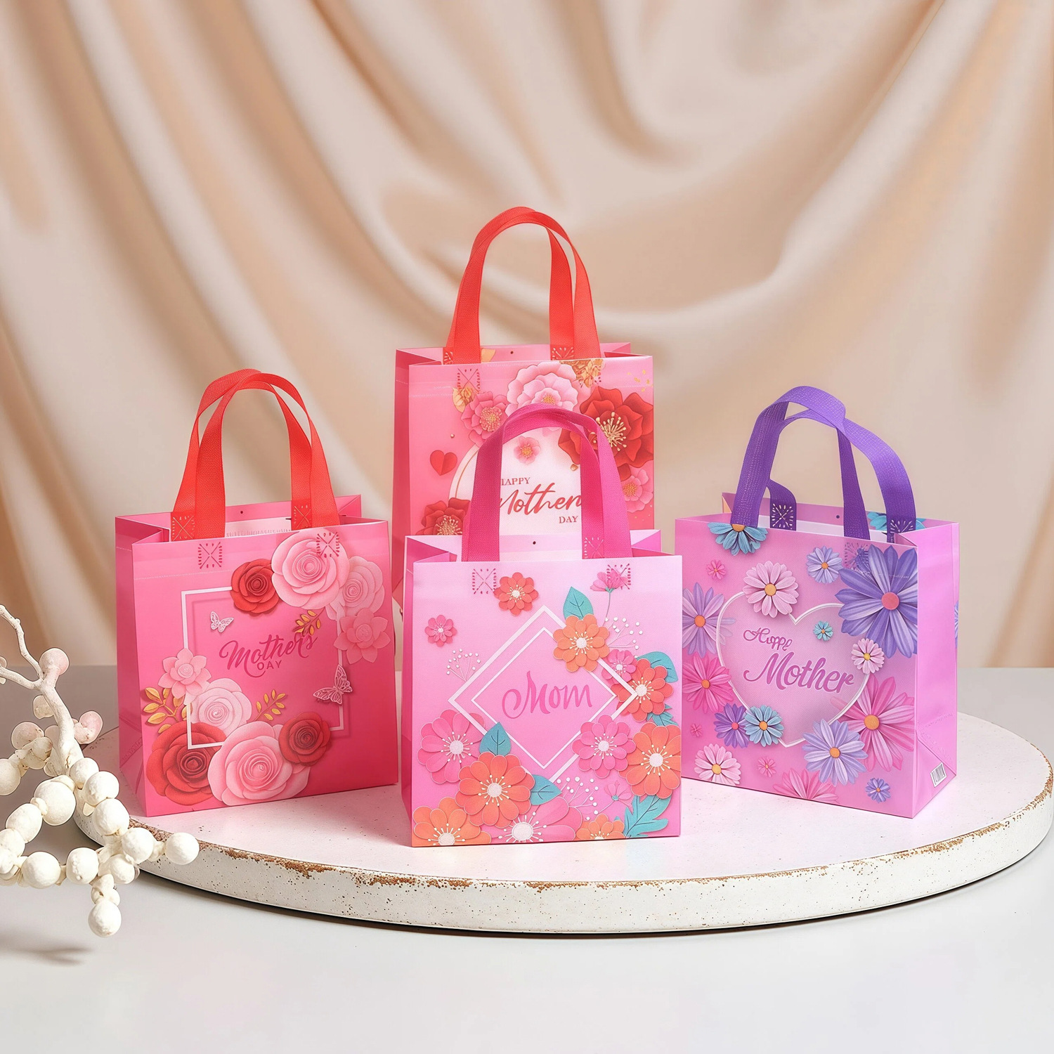 跨境母亲节礼品包装袋覆膜无纺布袋派对手提节日送礼物包装袋批发