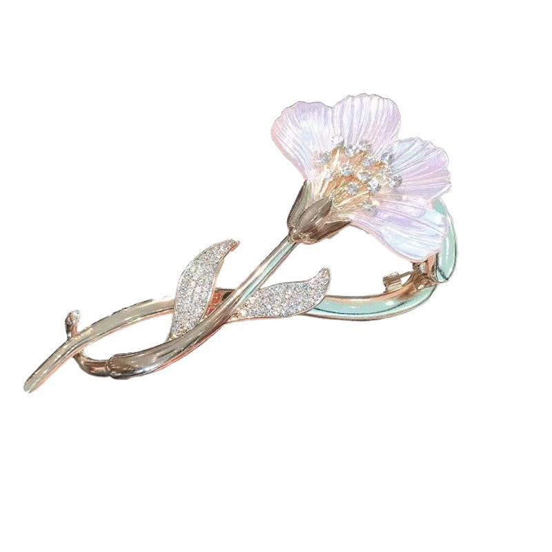 Hanfu elegante Hada palabra Rana hebilla Cabeza trasera clip de primavera Ginkgo hoja flor borla perla Twist clip