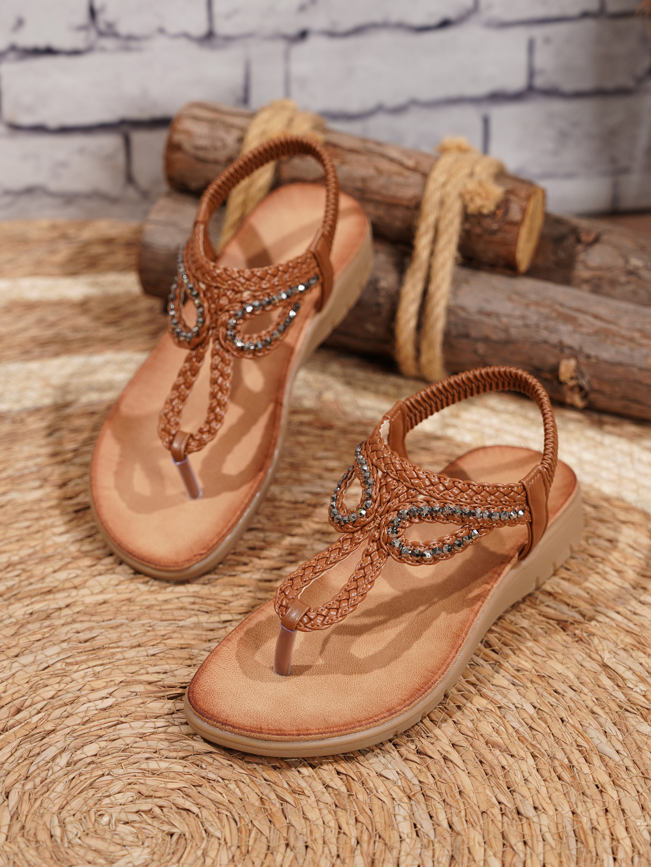 Böhmische Damen Sandalen Mit Strasssteinen Für Den Sommer Strand_voghion.com