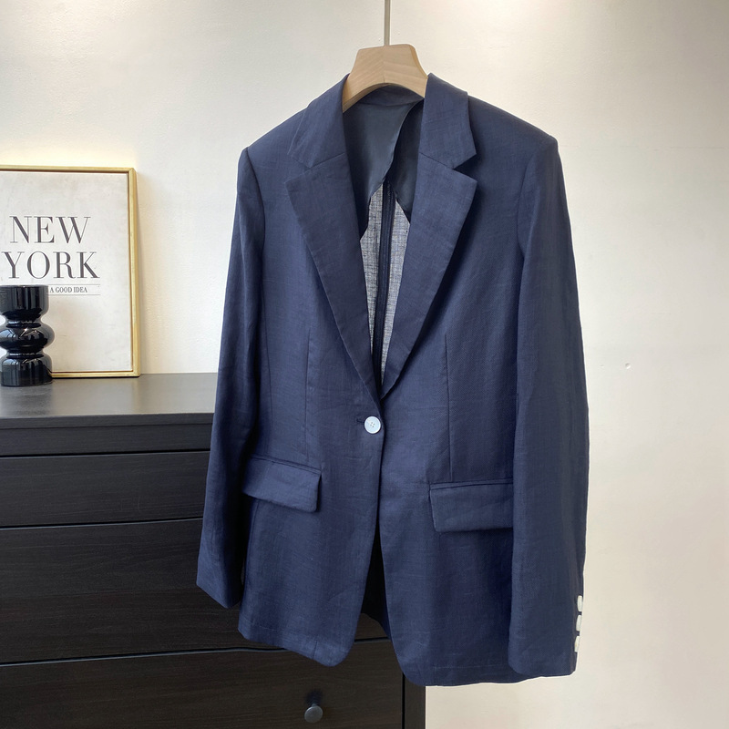 Off-Size Zezi Flagship Store Same Style Ultra-Thin Ramie Single-Button Casual Blazer