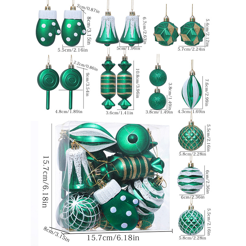 Transfronterizos nuevos bolas de Navidad de plástico 16 paquetes de forma extraña más bolsas de decoración de Navidad colgantes de árbol de Navidad
